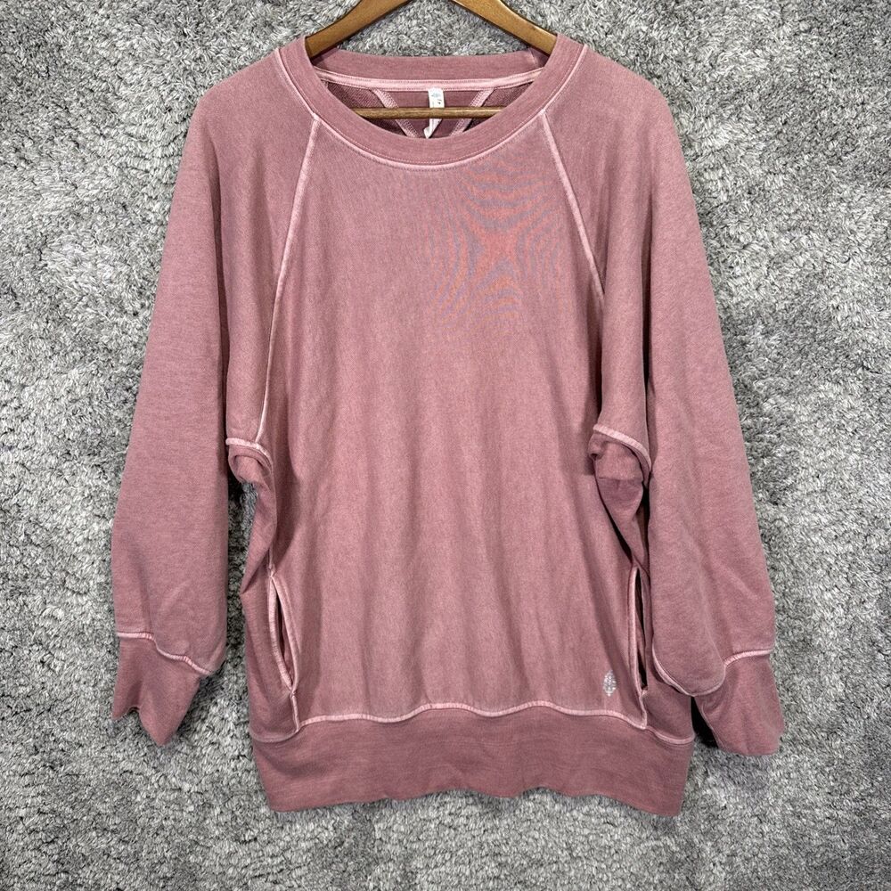 Free People Movement Tunic Long Sweatshirt Size Medium Dusty Pink Mauve Pockets